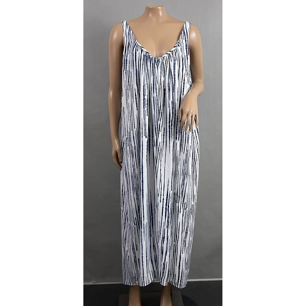 Hatch Maternity Dress Women O/S The Grecian Maxi Blue Print Flowy Sleeveless